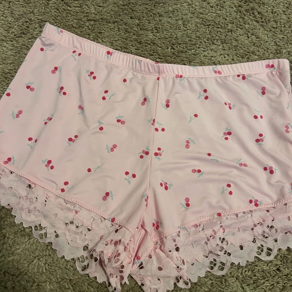 NWOT! RARE FIND! Jessica Simpson PINK Cherry 🍒 Tank Shorts Lace Pajama PJ SET - Picture 5 of 11